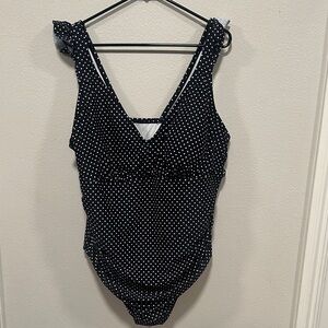 Shade & Shore Black and White Polka Dot One Piece Swimsuit